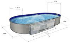 Бассейн ГИГАБАСС овальный вкапываемый 7 х 3,5 х 1,5 м (Платина RAL 7024), 30 м3