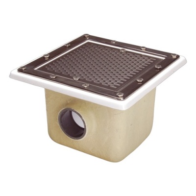 Слив донный, 355х355 мм, 33 м3/ч, AISI-316, для плен. бассейнов, нерж-полиэстр-стеклопластик, арт. 20290