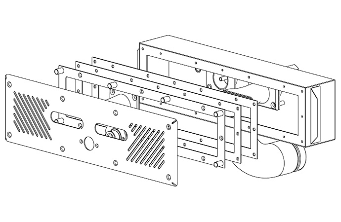 Узкий противоток 75 м3/ч с двумя соплами с пьезокнопкой AISI-316, арт. ПТУ.75.1/1