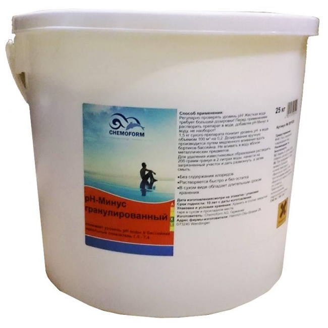 Cредство для понижения кислотности (pH) воды "Chemoform" pH-минус гранулированный, 25 кг