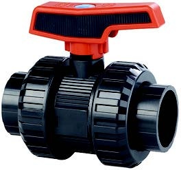 Кран шаровой "STD", ПВХ, PE-EPDM, D 75 мм, PN 10, разборные муфтовые окончания
