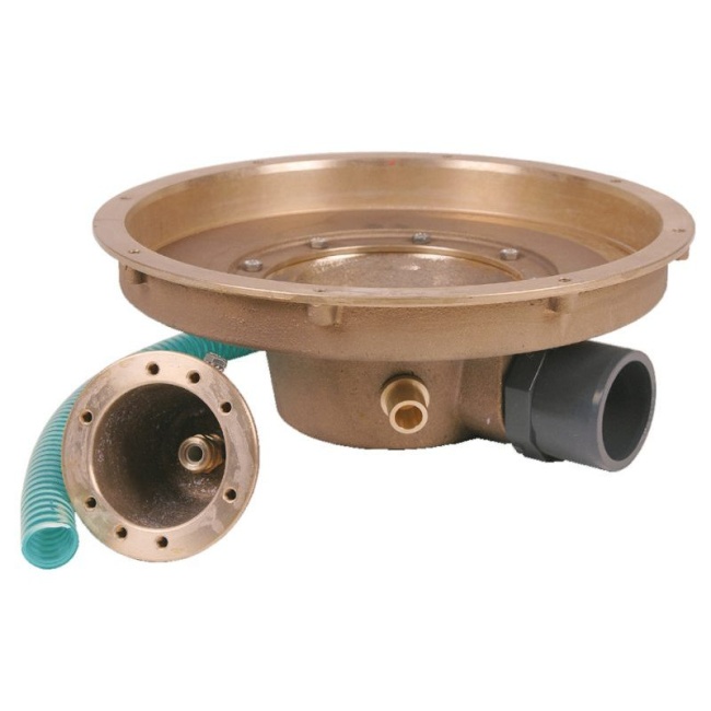 Комплект закл для аэромассаж круглый, с боковым выходом 1,5", вн.р, бронза, с галогеновым прожектором 50 Вт, 12 В, Hugo Lame